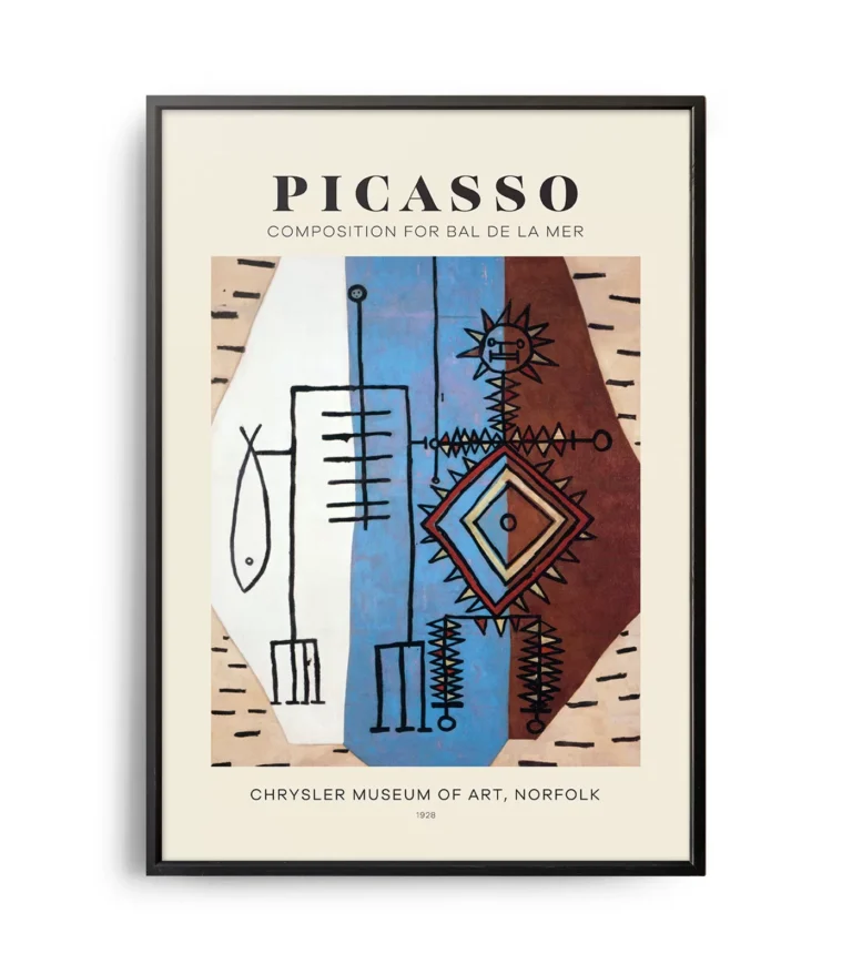 Mid-century modern Pablo Picasso Composition for Bal de la Mer poster