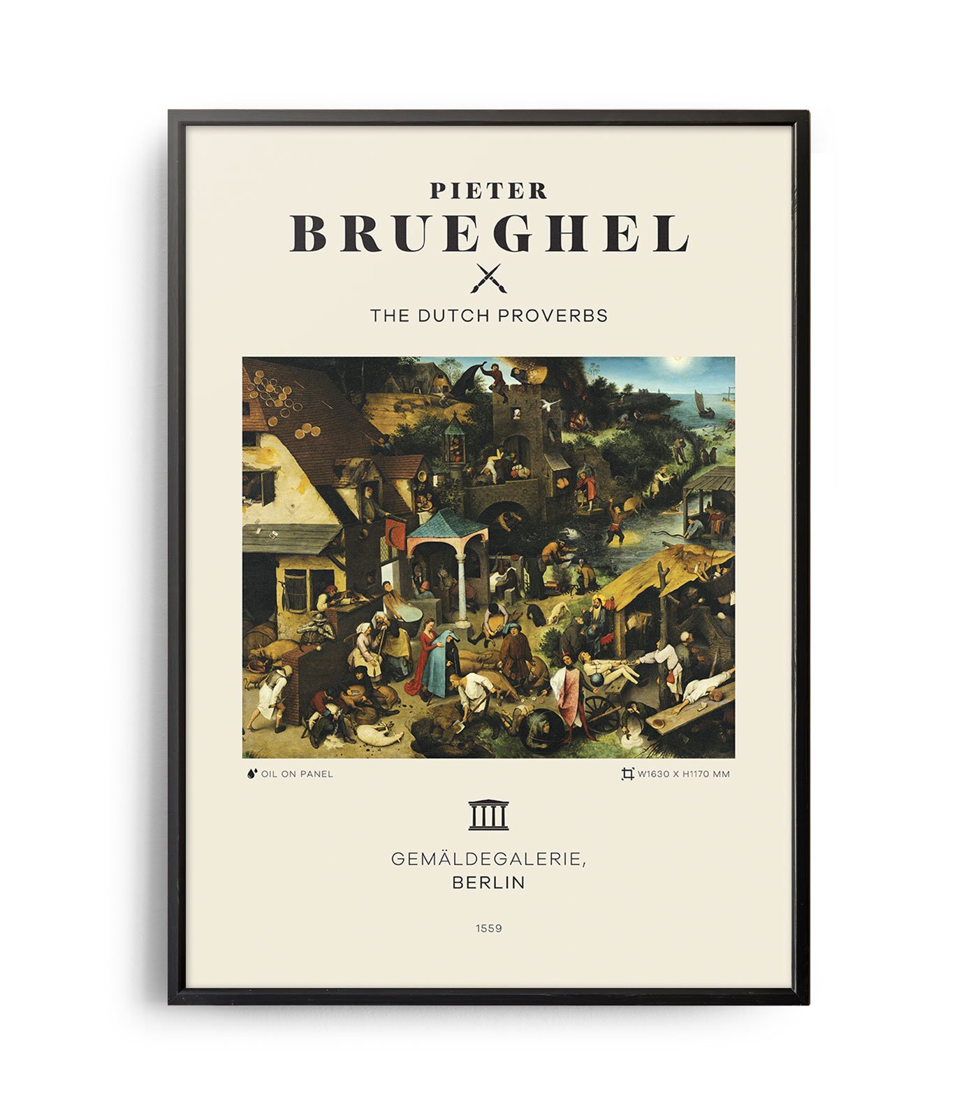 Mid Century Modern Pieter Bruegel The Dutch Proverbs Poster Weekend Poster