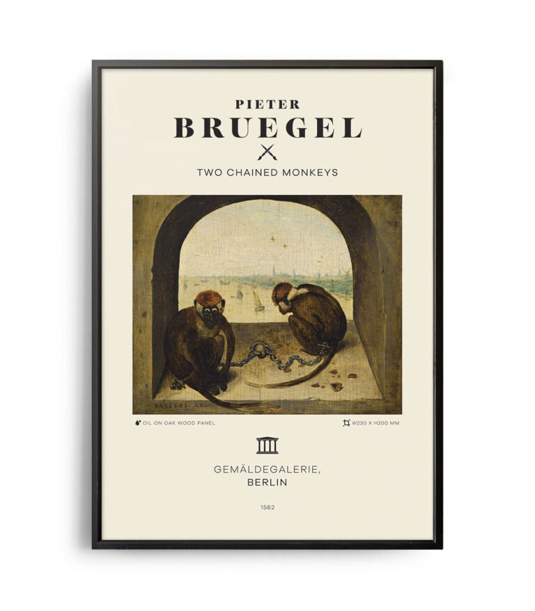 Mid-century modern Pieter Bruegel Two Chained Monkeys poster