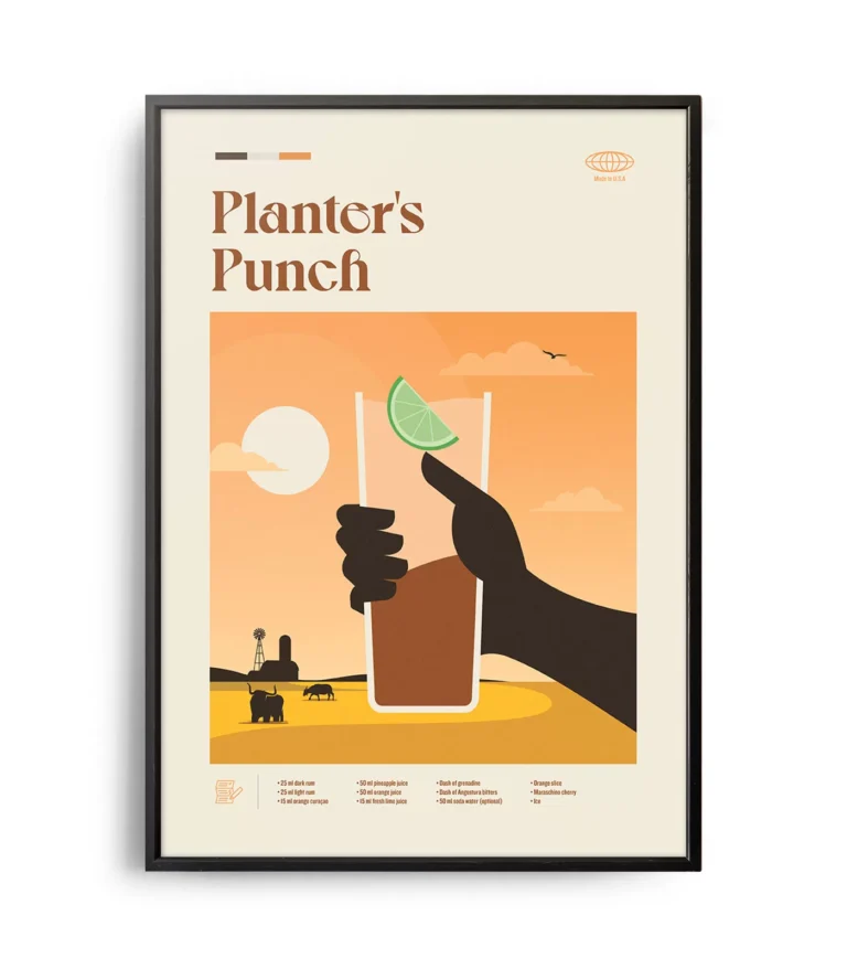 Mid-century modern Planter's Punch Cocktail poster