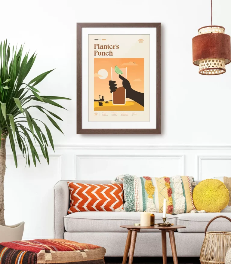 Mid-century modern Planter's Punch Cocktail poster