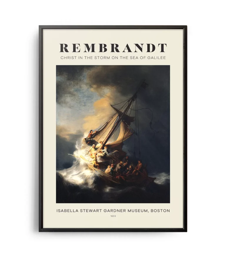 Mid-century modern Rembrandt Christ in the Storm on the Sea of Galilee poster