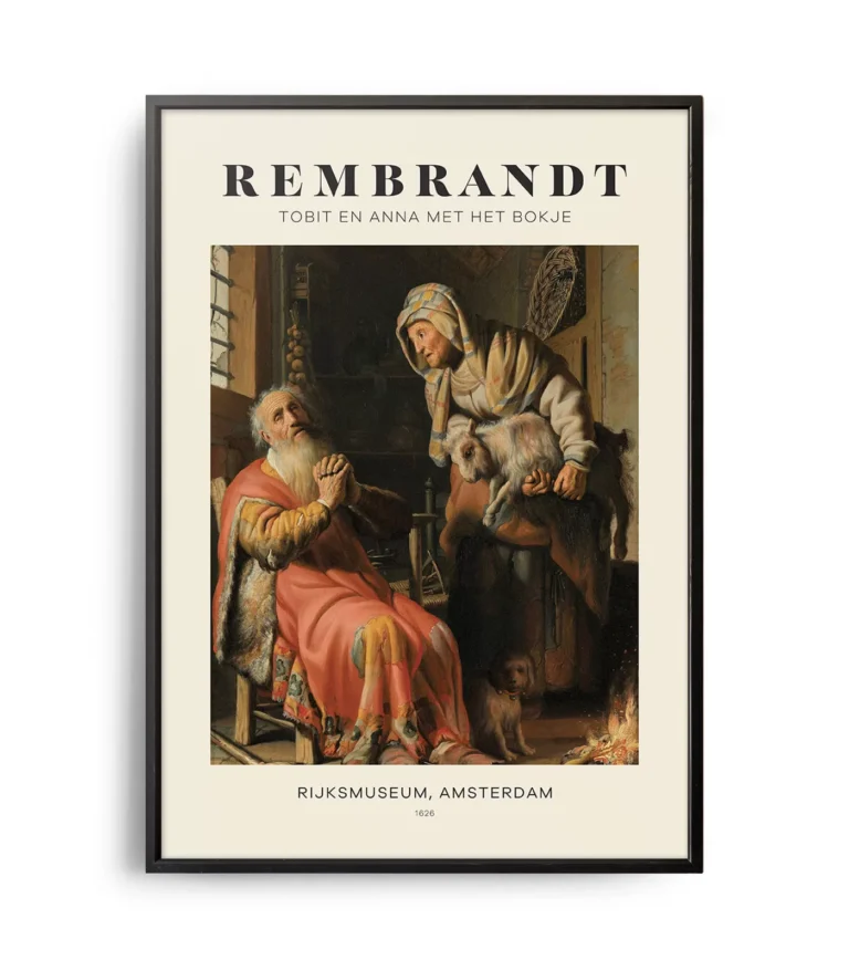 Mid-century modern Rembrandt Tobit en Anna Met Het Bokje poster