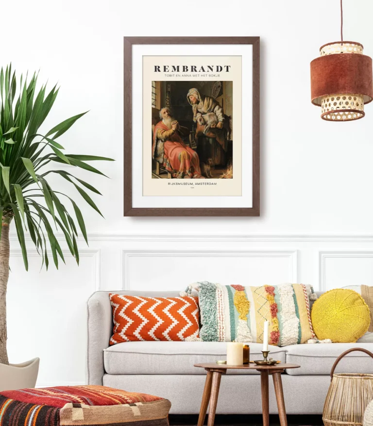 Mid-century modern Rembrandt Tobit en Anna Met Het Bokje poster