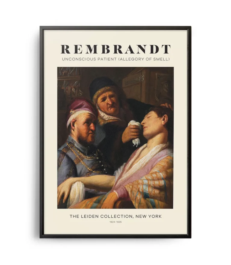 Mid-century modern Rembrandt Unconscious Patient (Allegory of Smell) poster