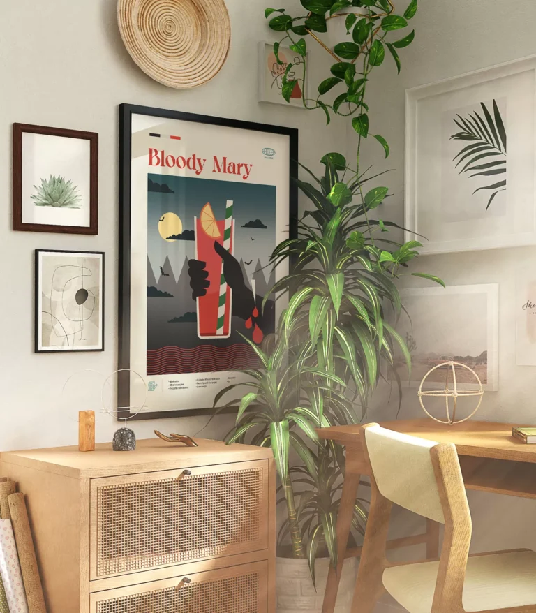 Mid-century modern Bloody Mary Cocktail poster
