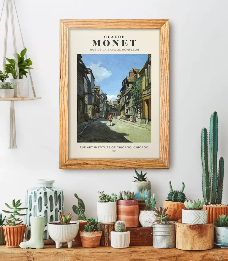 Mid-century modern Claude Monet Rue de la Bavole, Honfleur poster