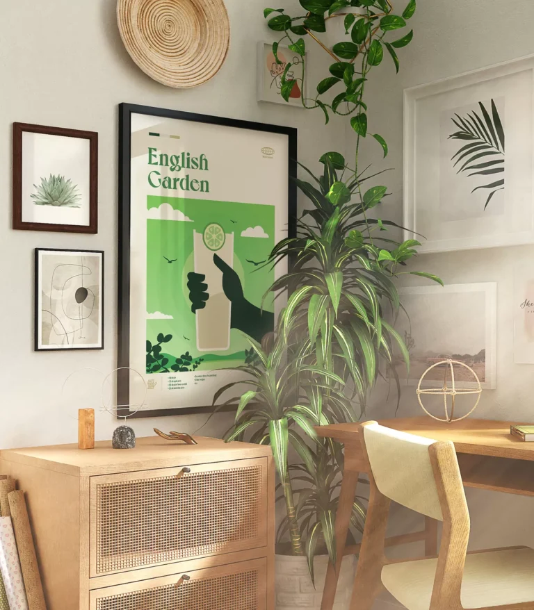 Mid-century modern English Garden Cocktail poster