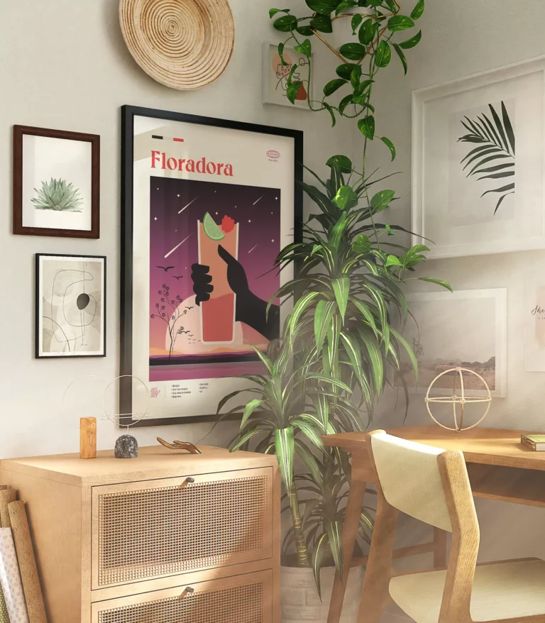 Mid-century modern Floradora Cocktail poster