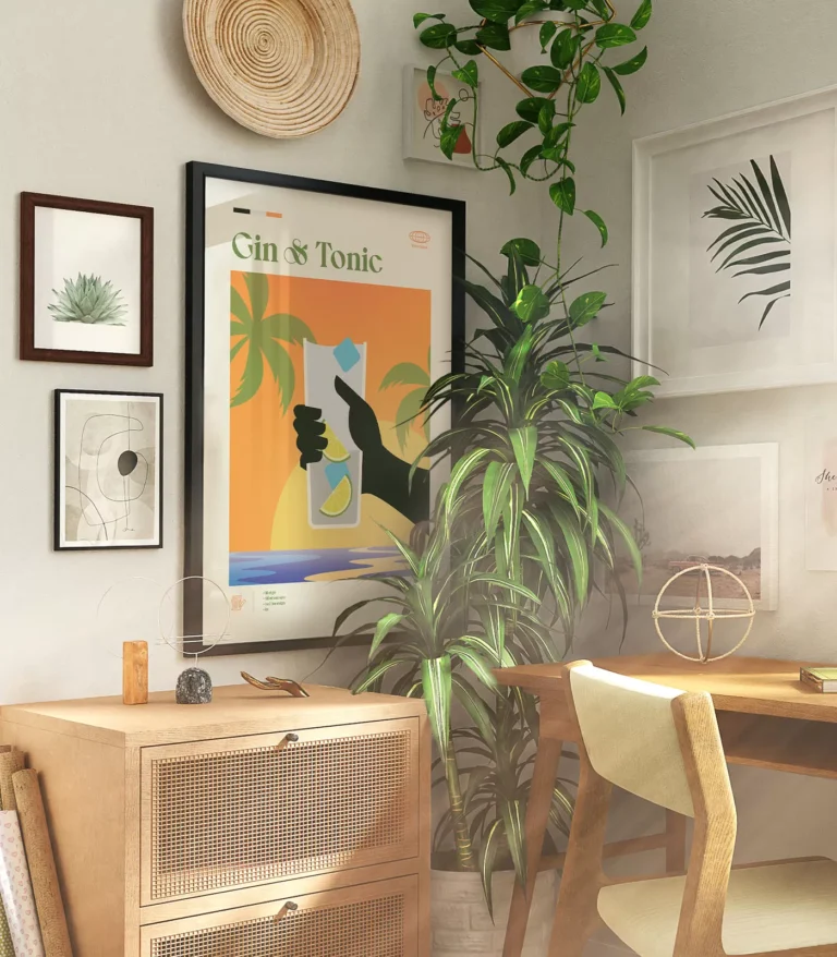 Mid-century modern Gin & Tonic Cocktail poster