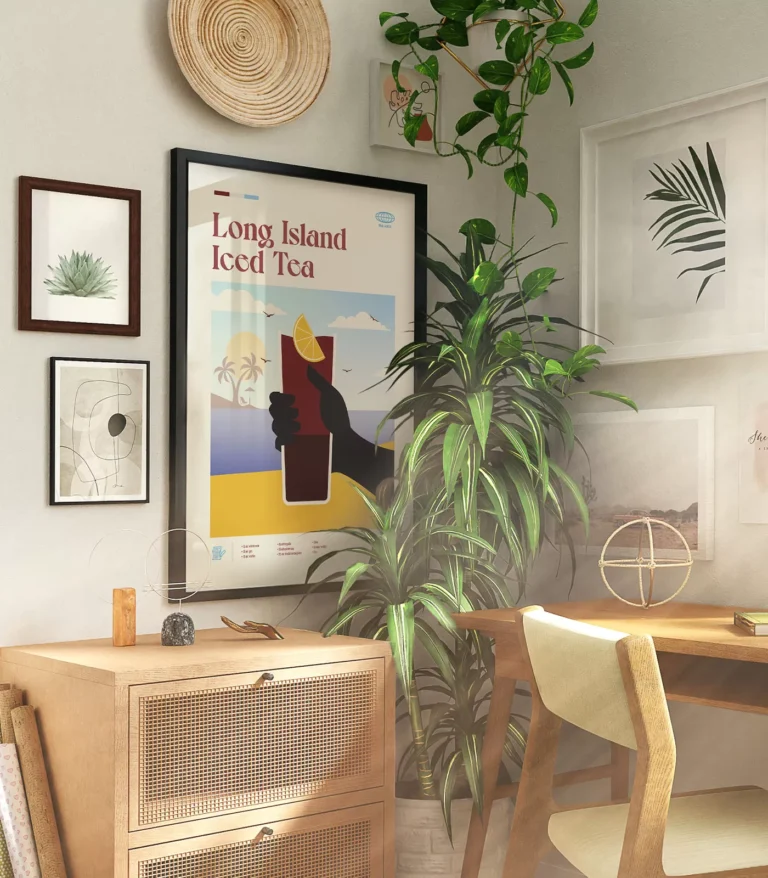 Mid-century modern Long Island Iced Tea Cocktail poster