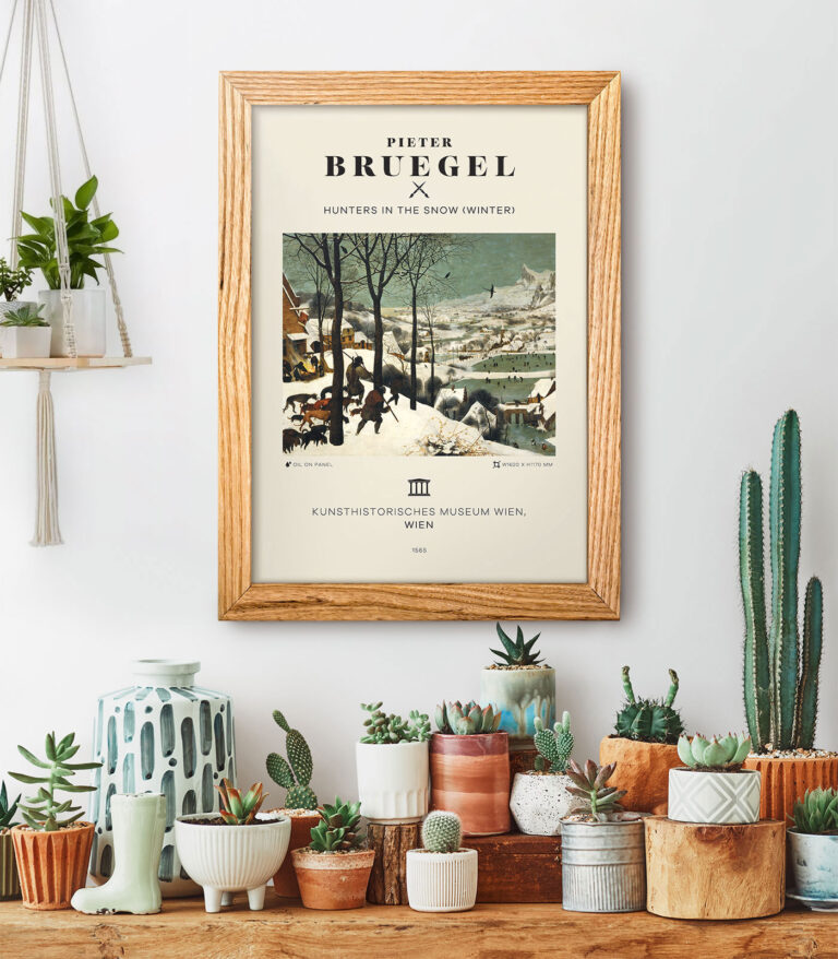 Mid-century modern Pieter Bruegel Hunters in the Snow (Winter) poster