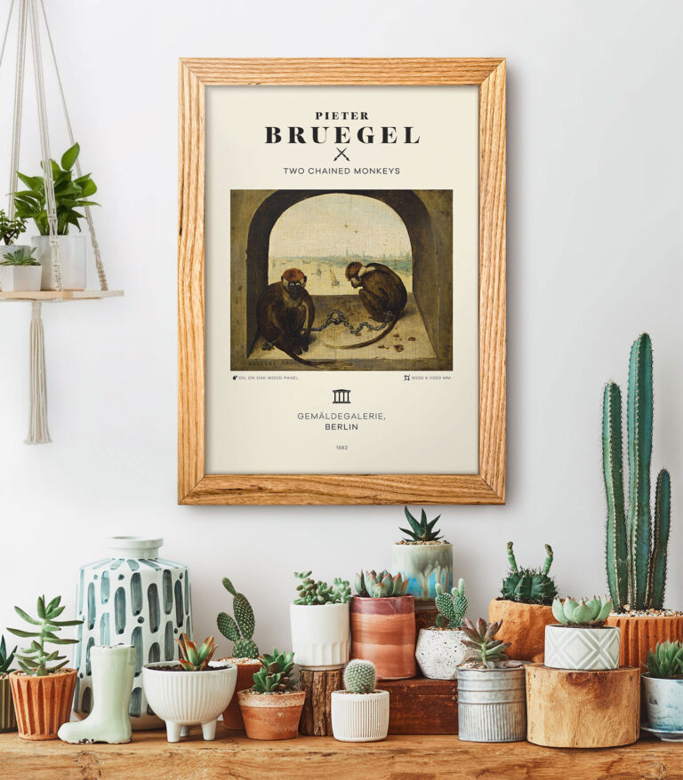 Mid-century modern Pieter Bruegel Two Chained Monkeys poster