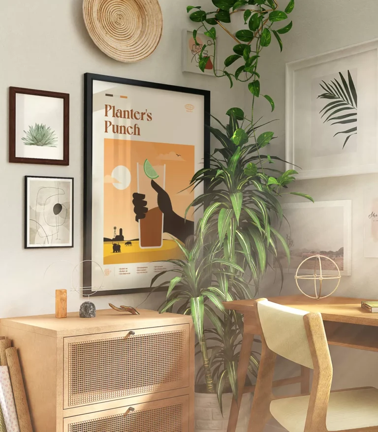 Mid-century modern Planter's Punch Cocktail poster