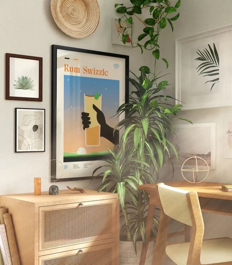 Mid-century modern Rum Swizzle Cocktail poster