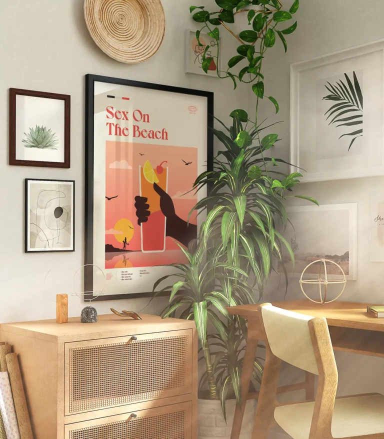 Mid-century modern Sex on the Beach Cocktail poster