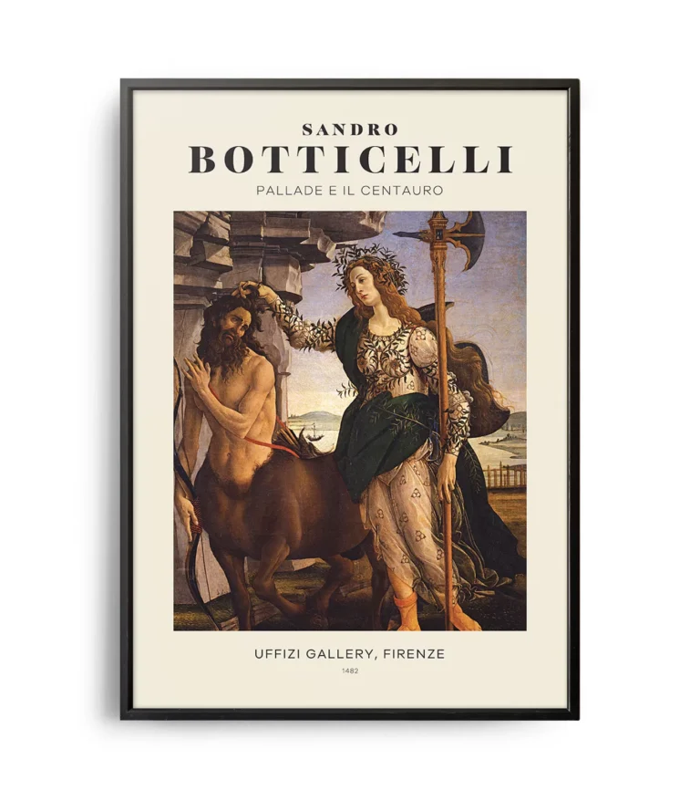 Mid-century modern Sandro Botticelli Pallade e il Centauro (Pallas and The Centaur) poster