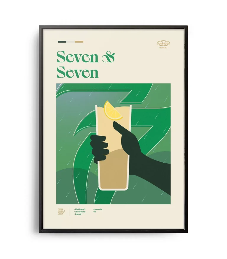 Mid-century modern Seven & Seven Cocktail poster