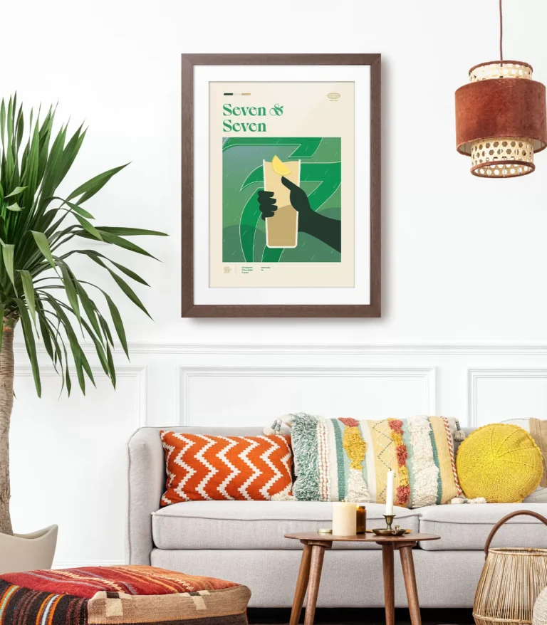 Mid-century modern Seven & Seven Cocktail poster