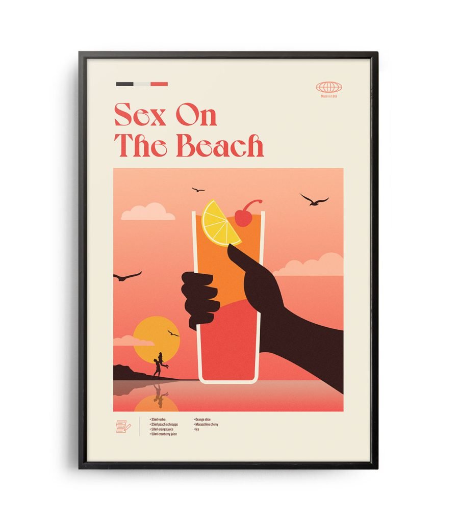 Mid Century Modern Sex On The Beach Cocktail Poster Weekend Poster 