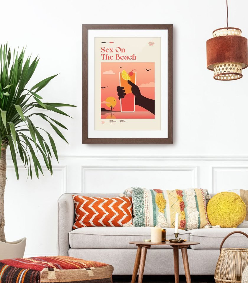 Mid-century modern Sex on the Beach Cocktail poster - Weekend Poster