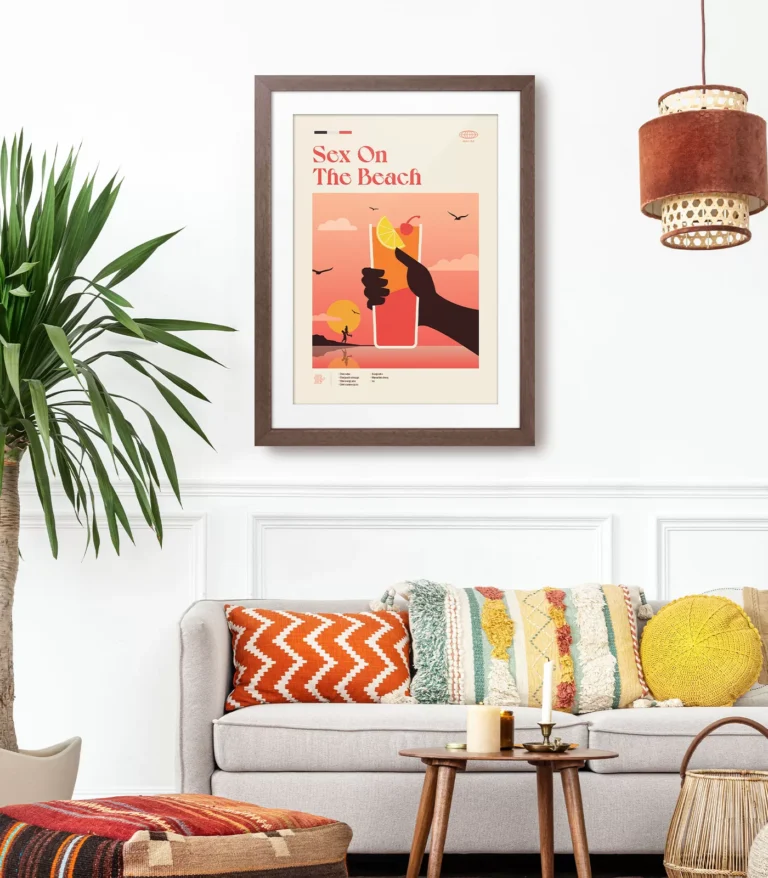 Mid-century modern Sex on the Beach Cocktail poster