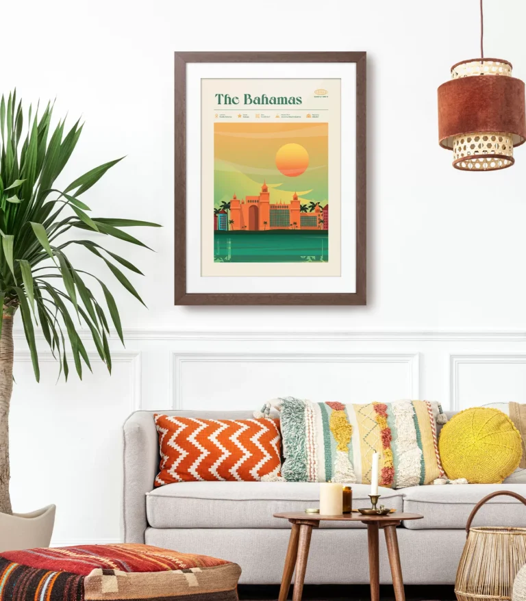 Mid-century modern The Bahamas retro travel poster