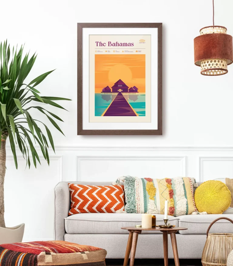 Mid-century modern The Bahamas retro travel poster