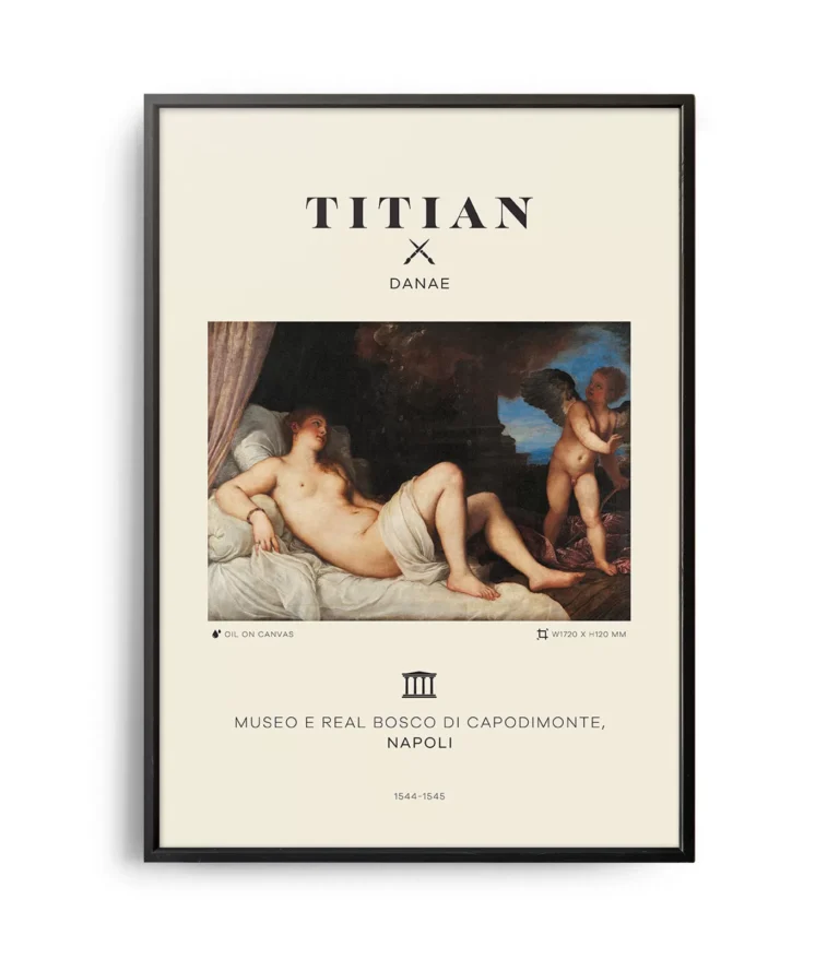 Mid-century modern Titian Danae poster