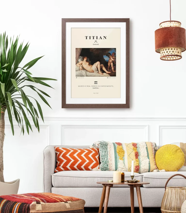 Mid-century modern Titian Danae poster
