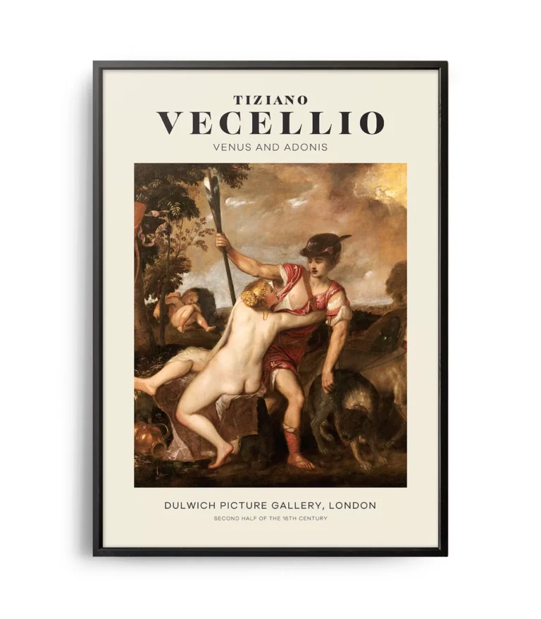 Mid-century modern Vecellio Venus and Adonis poster