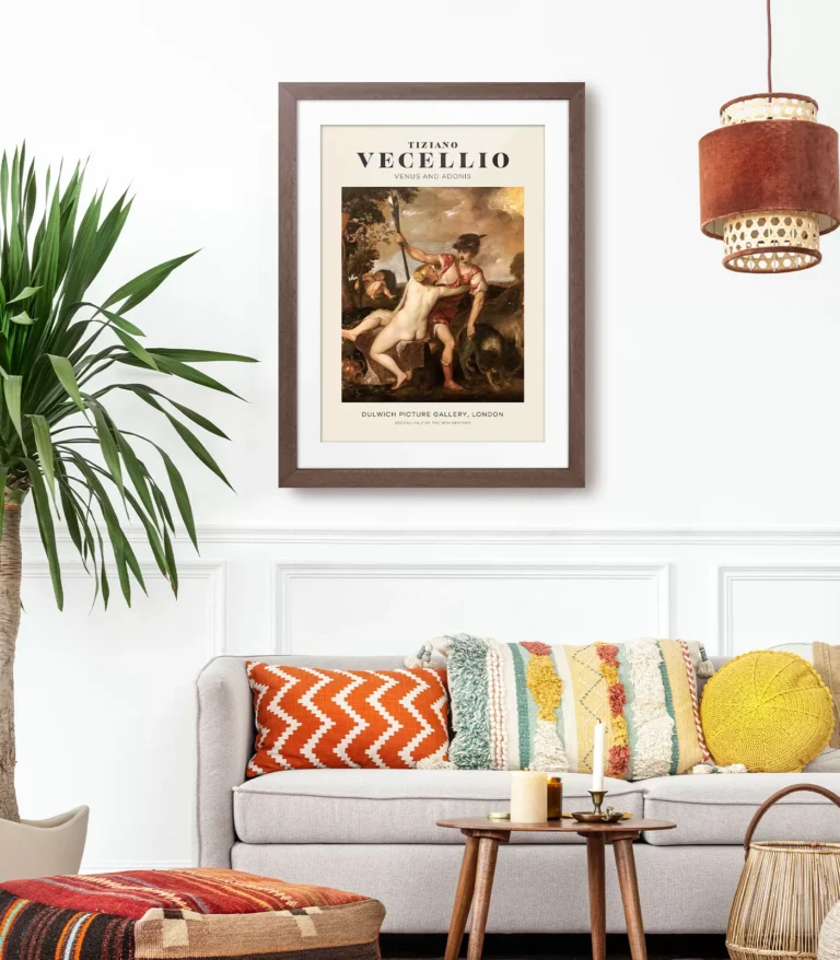 Mid-century modern Vecellio Venus and Adonis poster