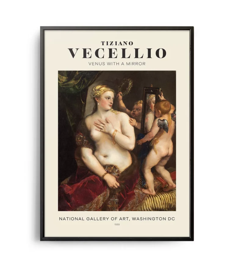 Mid-century modern Vecellio Venus with a Mirror poster