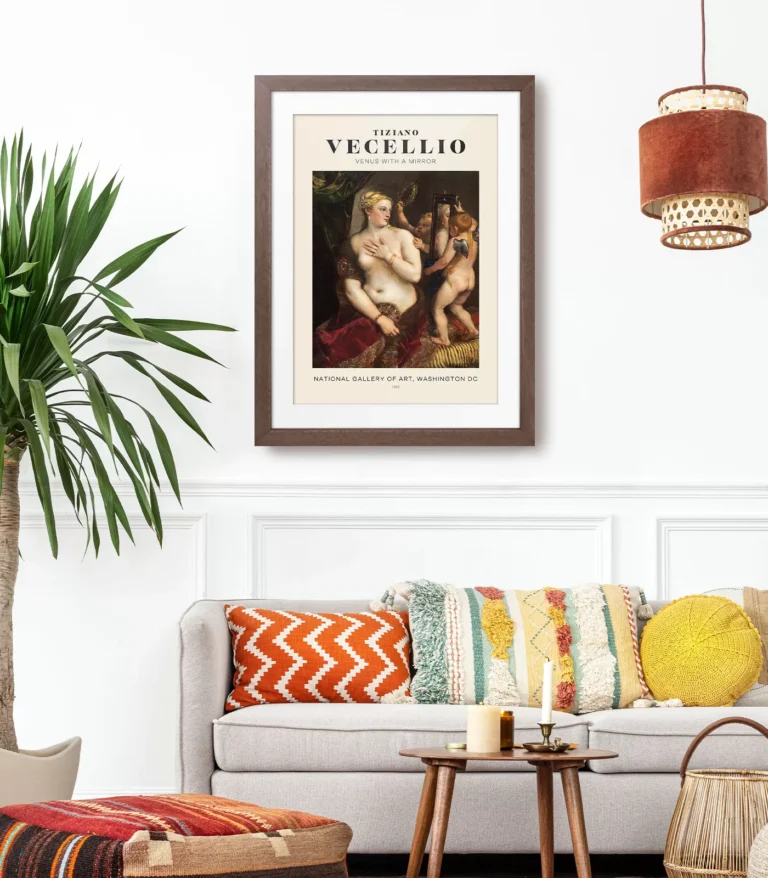 Mid-century modern Vecellio Venus with a Mirror poster