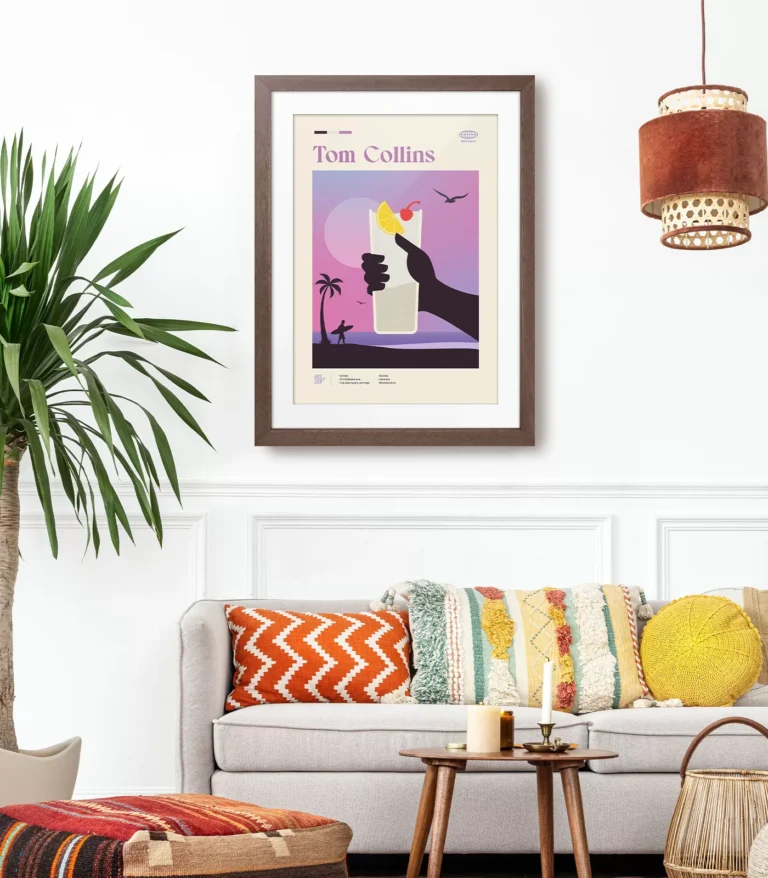 Mid-century modern Tom Collins Cocktail poster
