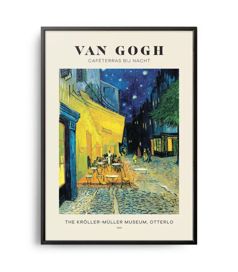 Mid-century modern Vincent van Gogh Caféterras Bij Nacht poster