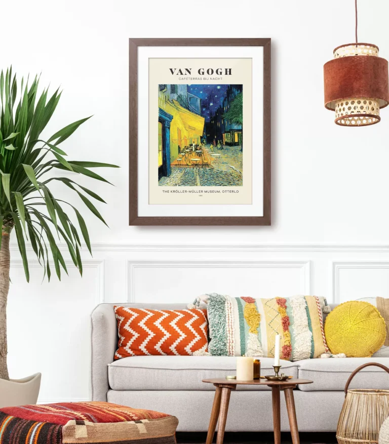 Mid-century modern Vincent van Gogh Caféterras Bij Nacht poster