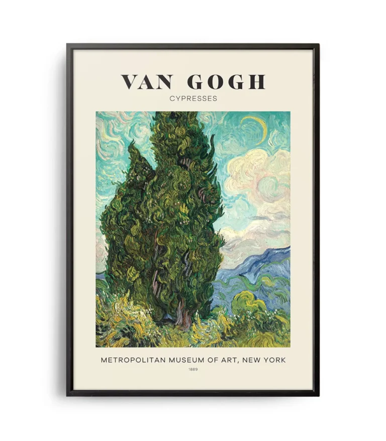 Mid-century modern Vincent van Gogh Cypresses poster