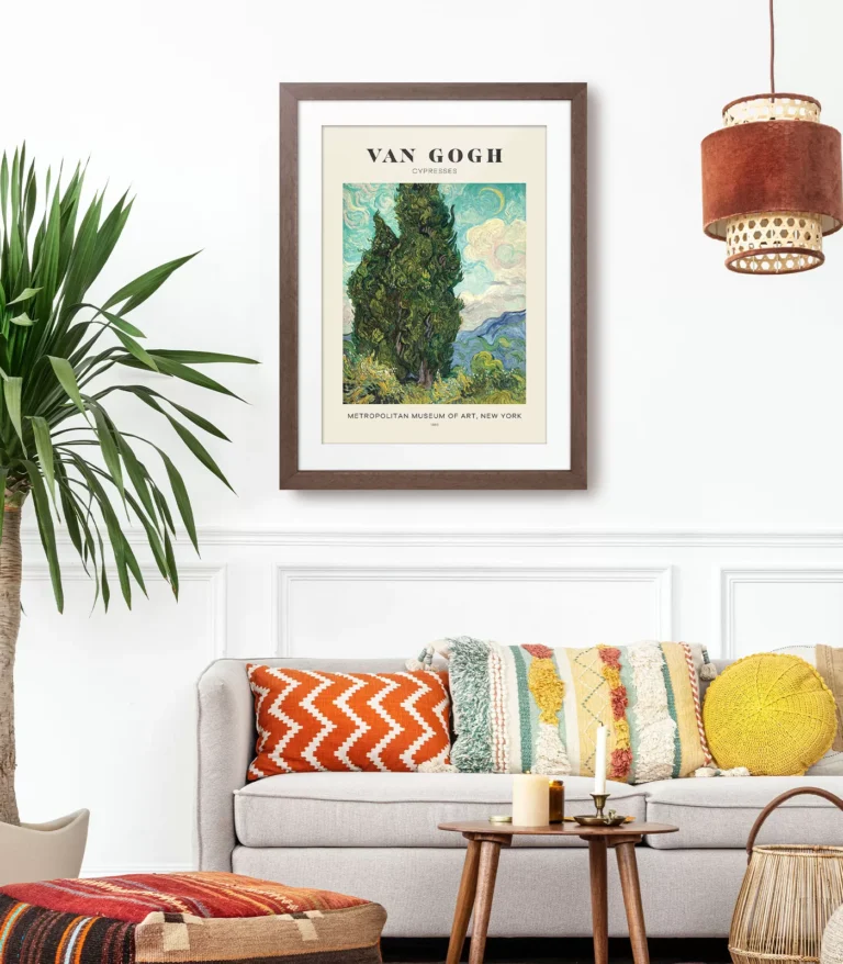 Mid-century modern Vincent van Gogh Cypresses poster