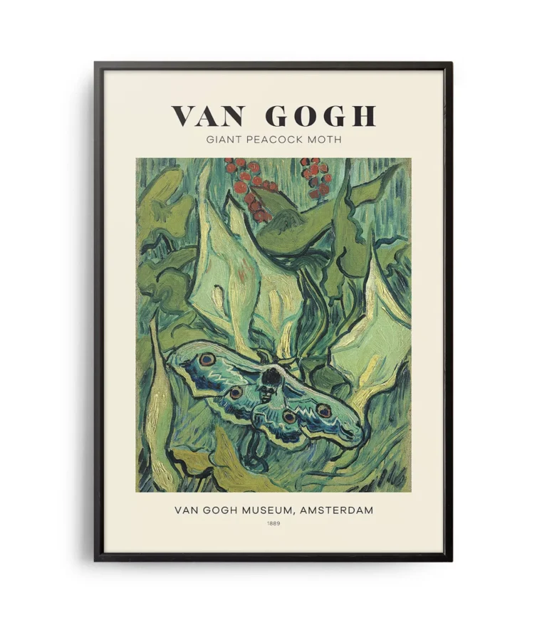 Mid-century modern Vincent van Gogh Giant Peacock Moth poster
