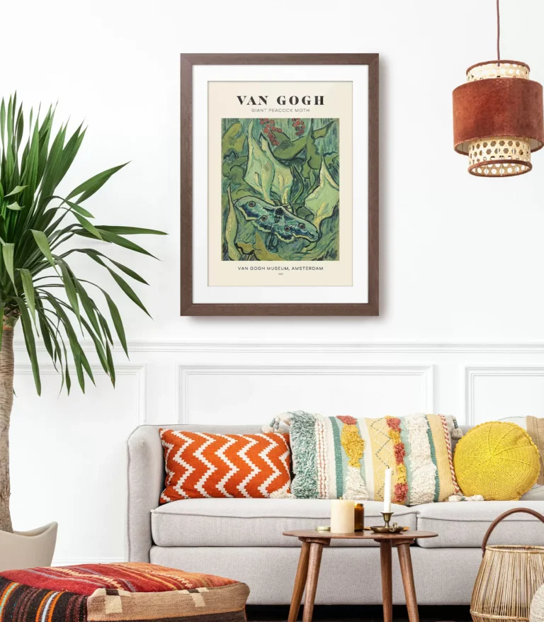 Mid-century modern Vincent van Gogh Giant Peacock Moth poster