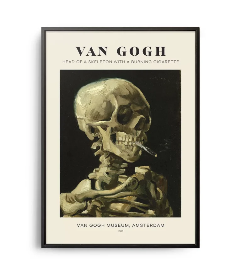 Mid-century modern Vincent van Gogh Head of a Skeleton with a Burning Cigarette poster
