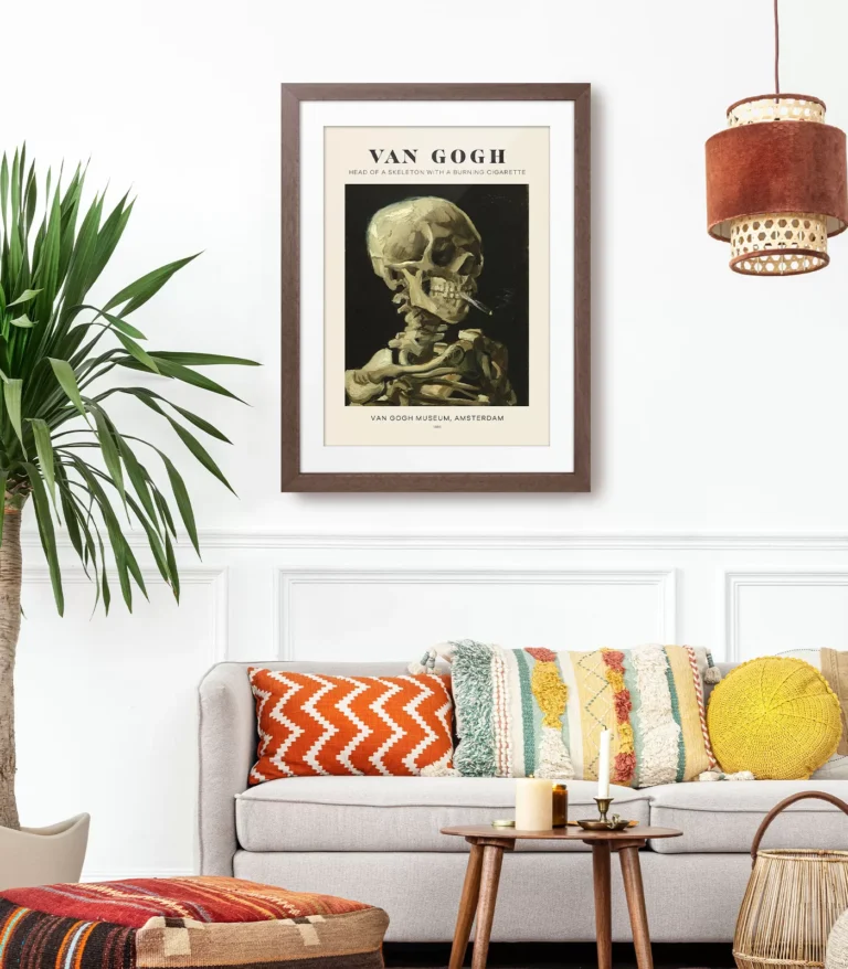 Mid-century modern Vincent van Gogh Head of a Skeleton with a Burning Cigarette poster