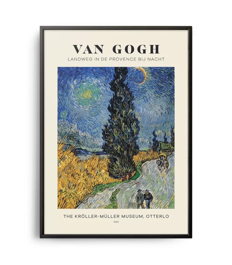 Mid-century modern Vincent van Gogh Road with Cypress and Star poster