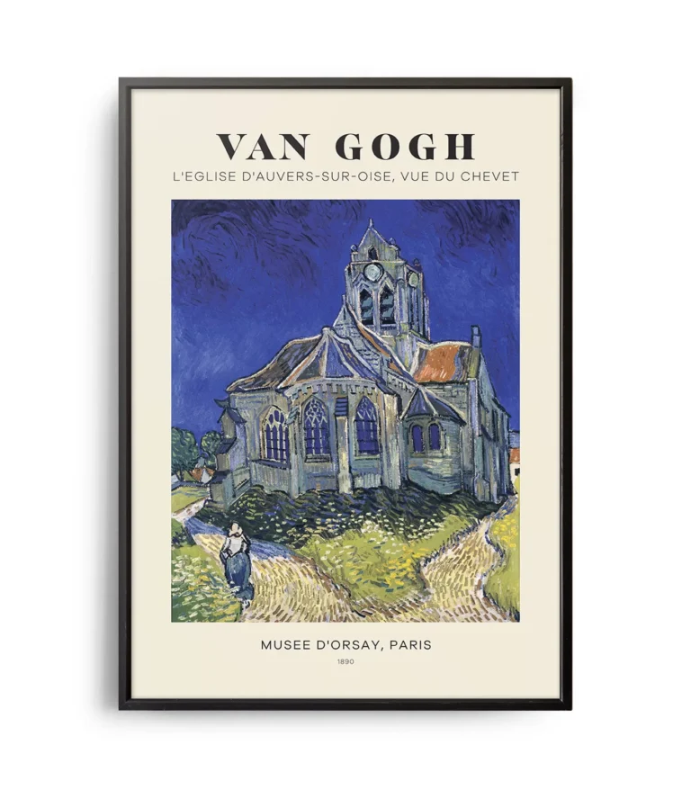 Mid-century modern Vincent van Gogh The Church at Auvers poster