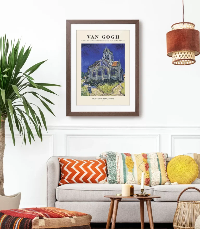Mid-century modern Vincent van Gogh The Church at Auvers poster