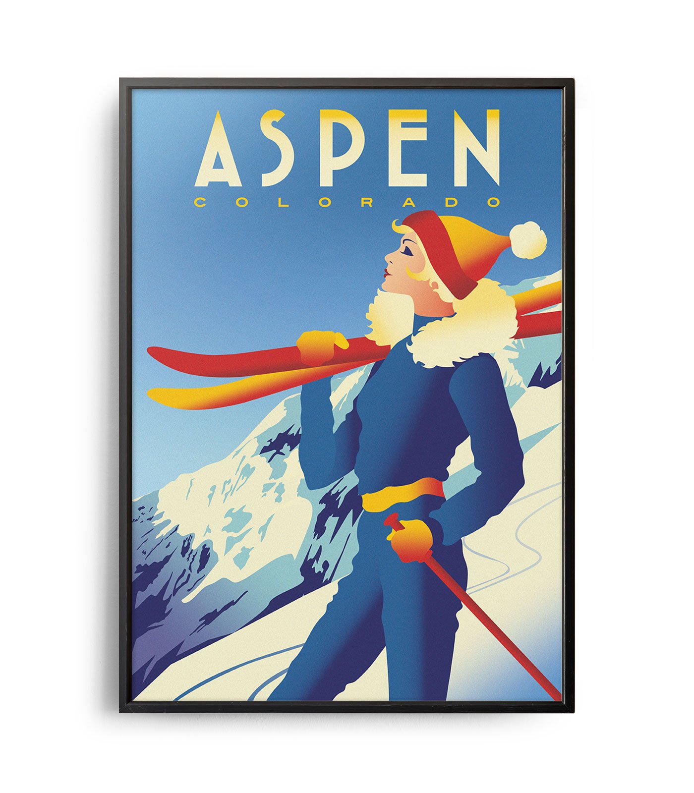 Retro Art Deco Aspen Travel Poster - Weekend Poster