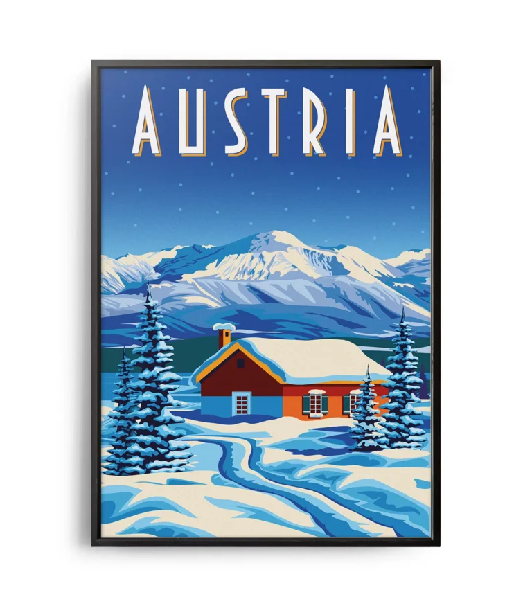 Retro art deco Austria travel poster
