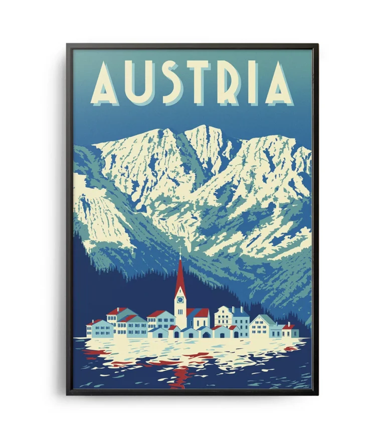 Retro art deco Austria travel poster