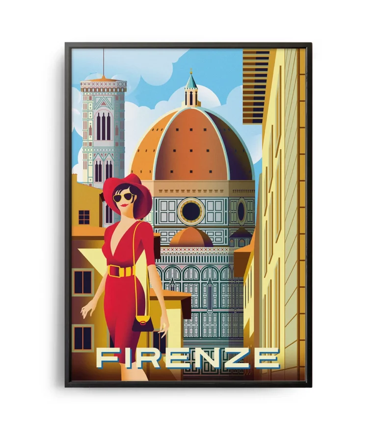 Retro art deco Firenze travel poster